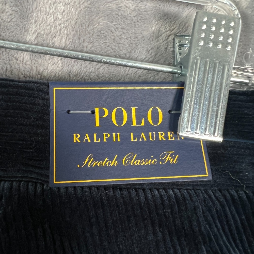Polo Ralph Lauren Corduroy Pants Mens 34x30 New Navy Blue Chino Straight Stretch - Picture 8 of 14